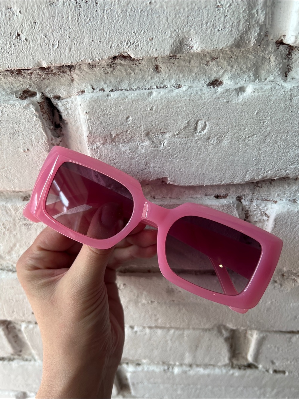 Women's Pink Rectangular Fashion Sunglasses